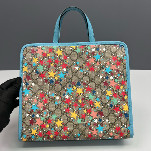 Gucci Children's Printed Tote Bag GG Monogram Brown Blue Gucci Children's Printed Tote Bag GG Monogram Brown Blue