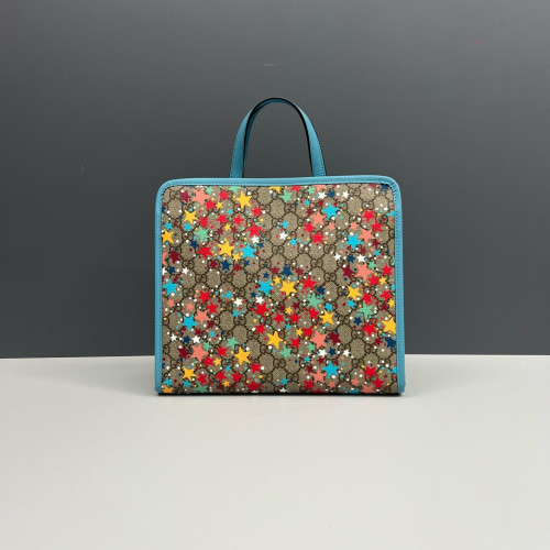 Gucci Children's Printed Tote Bag GG Monogram Brown Blue Gucci Children's Printed Tote Bag GG Monogram Brown Blue