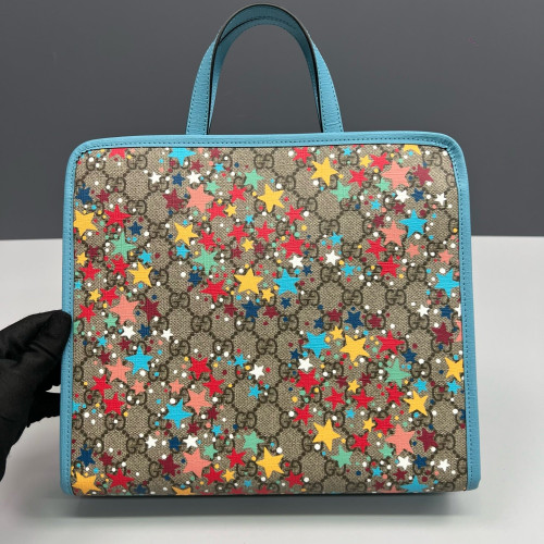 Gucci Children's Printed Tote Bag GG Monogram Brown Blue Gucci Children's Printed Tote Bag GG Monogram Brown Blue