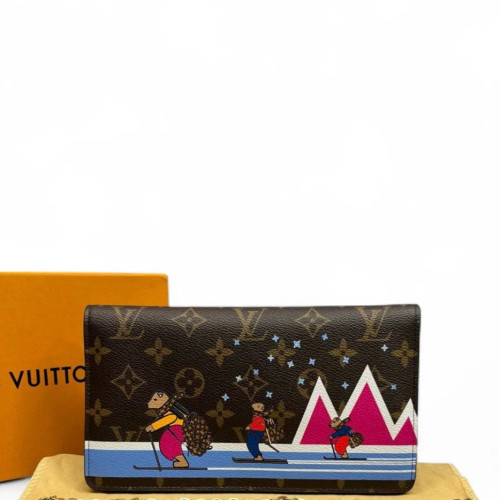 Louis Vuitton Continental Wallet Monogram Brown Blue White