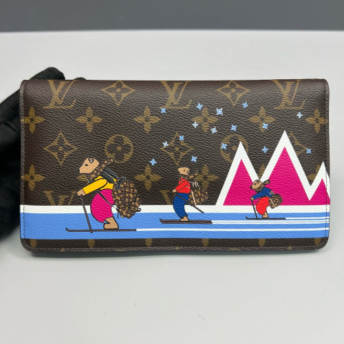 Louis Vuitton Continental Wallet Monogram Brown Blue White