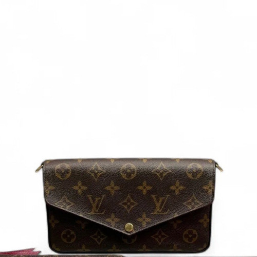 Louis Vuitton Pochette Felicie Chain Wallet Monogram Brown Red