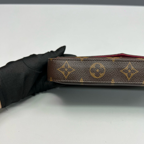 Louis Vuitton Pochette Felicie Chain Wallet Monogram Brown Red