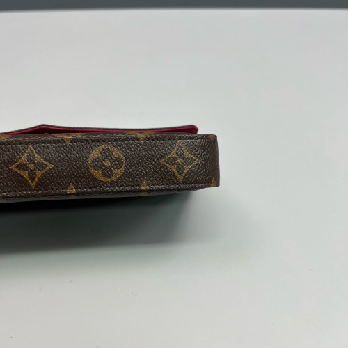 Louis Vuitton Pochette Felicie Chain Wallet Monogram Brown Red