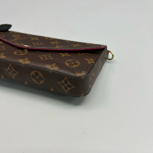 Louis Vuitton Pochette Felicie Chain Wallet Monogram Brown Red