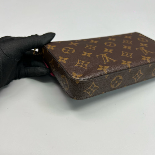 Louis Vuitton Pochette Felicie Chain Wallet Monogram Brown Red