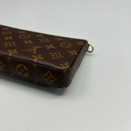 Louis Vuitton Pochette Felicie Chain Wallet Monogram Brown Red