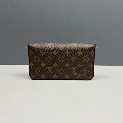 Louis Vuitton Pochette Felicie Chain Wallet Monogram Brown Red