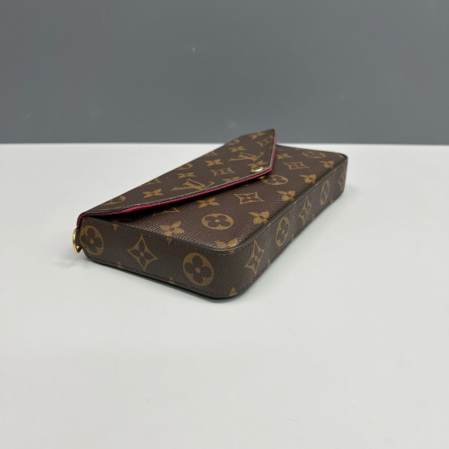 Louis Vuitton Pochette Felicie Chain Wallet Monogram Brown Red