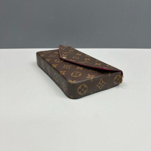 Louis Vuitton Pochette Felicie Chain Wallet Monogram Brown Red