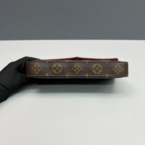 Louis Vuitton Pochette Felicie Chain Wallet Monogram Brown Red