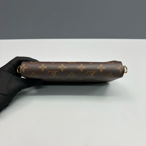 Louis Vuitton Pochette Felicie Chain Wallet Monogram Brown Red