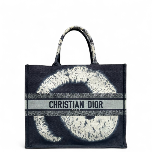 Dior Large Book Tote Canvas White Navy Black
