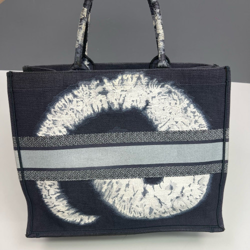 Dior Large Book Tote Canvas White Navy Black