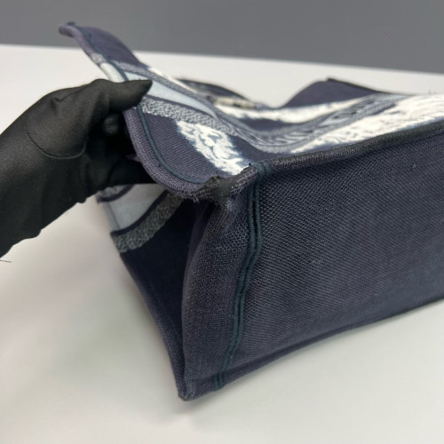 Dior Large Book Tote Canvas White Navy Black