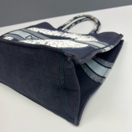 Dior Large Book Tote Canvas White Navy Black