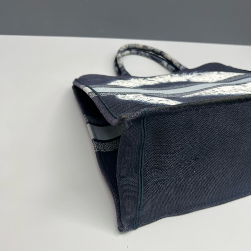 Dior Large Book Tote Canvas White Navy Black