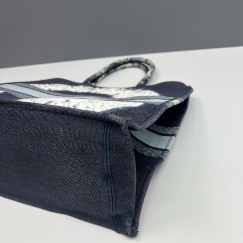 Dior Large Book Tote Canvas White Navy Black