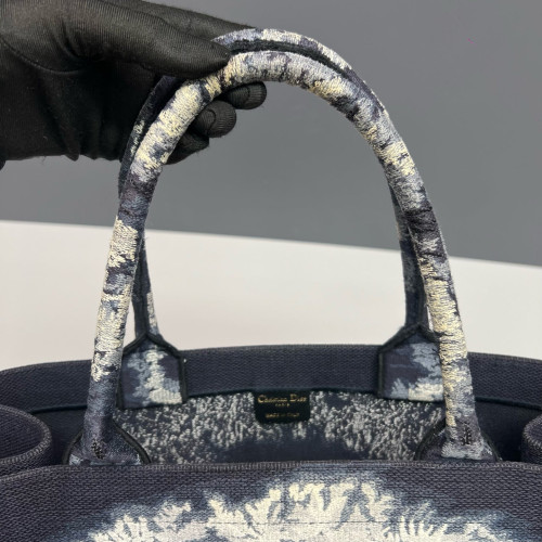 Dior Large Book Tote Canvas White Navy Black
