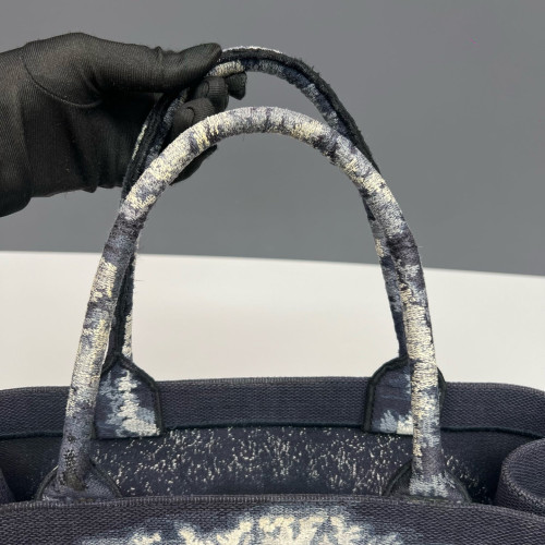 Dior Large Book Tote Canvas White Navy Black