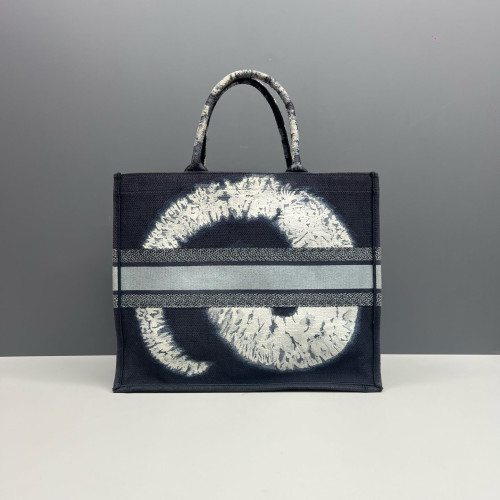 Dior Large Book Tote Canvas White Navy Black