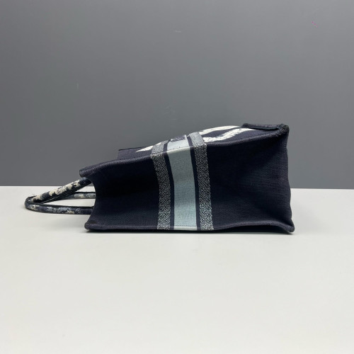 Dior Large Book Tote Canvas White Navy Black