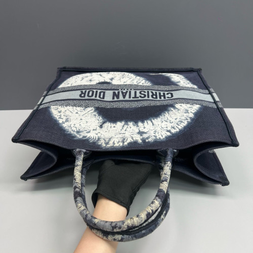 Dior Large Book Tote Canvas White Navy Black