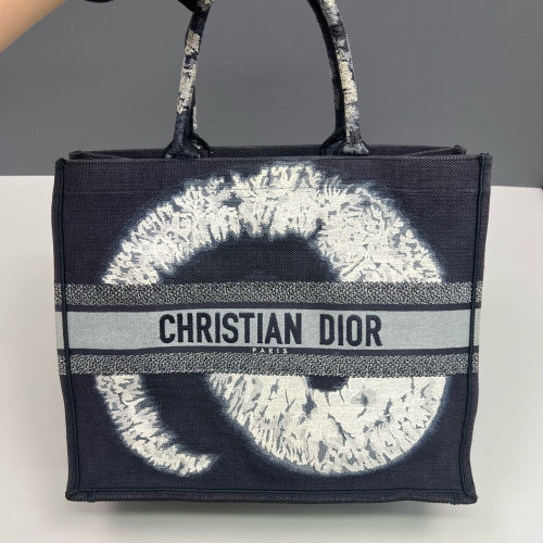 Dior Large Book Tote Canvas White Navy Black