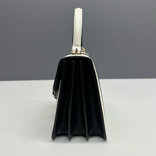 Bvlgari Small Serpenti Forever Top Handle Bag Smooth Calfskin Black White