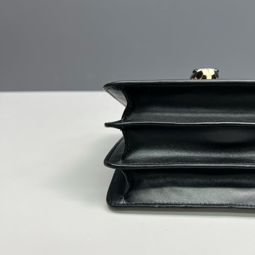 Bvlgari Small Serpenti Forever Top Handle Bag Smooth Calfskin Black White