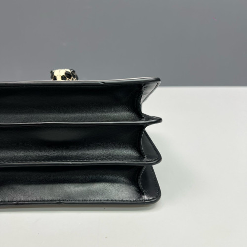 Bvlgari Small Serpenti Forever Top Handle Bag Smooth Calfskin Black White