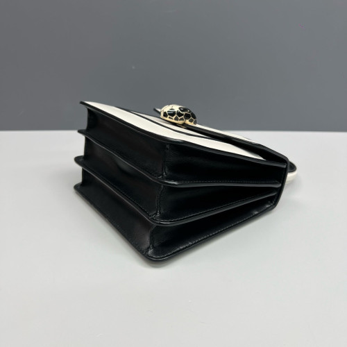 Bvlgari Small Serpenti Forever Top Handle Bag Smooth Calfskin Black White
