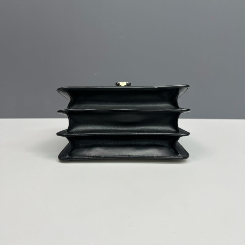 Bvlgari Small Serpenti Forever Top Handle Bag Smooth Calfskin Black White