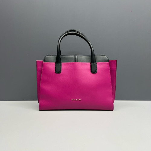 Bvlgari Tote Bag Calfskin Black Fuchsia
