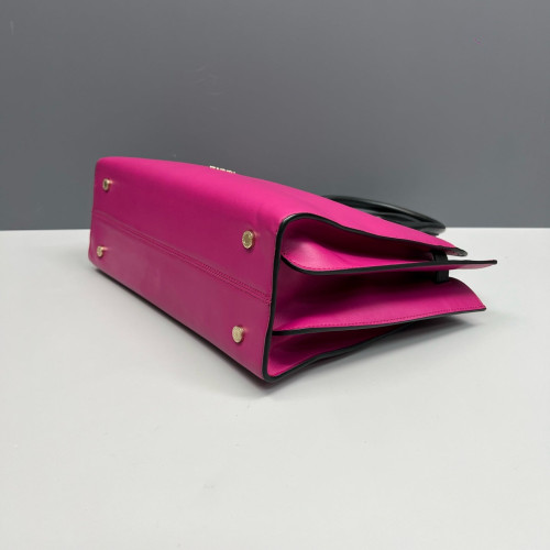 Bvlgari Tote Bag Calfskin Black Fuchsia