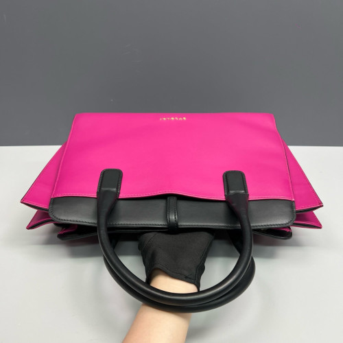 Bvlgari Tote Bag Calfskin Black Fuchsia
