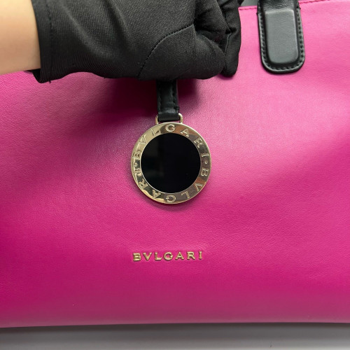 Bvlgari Tote Bag Calfskin Black Fuchsia