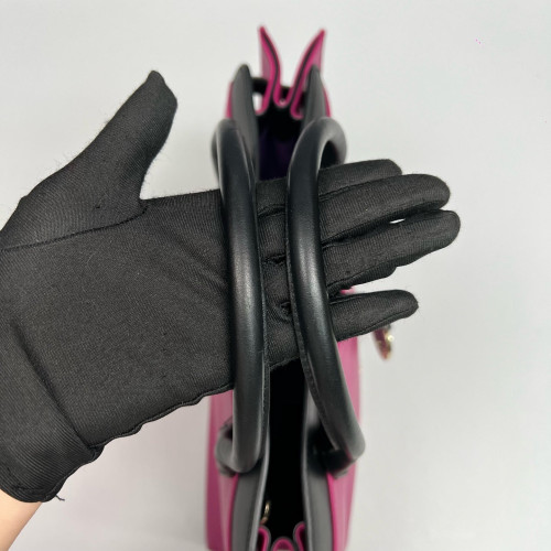 Bvlgari Tote Bag Calfskin Black Fuchsia