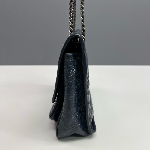 Yves Saint Laurent Baby Niki Chain Pull Up Leather Navy Blue