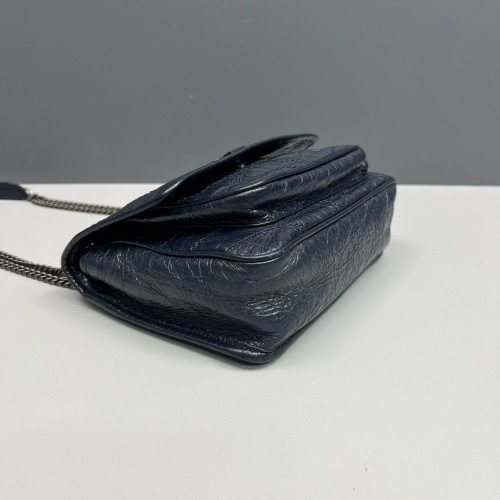 Yves Saint Laurent Baby Niki Chain Pull Up Leather Navy Blue