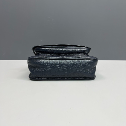Yves Saint Laurent Baby Niki Chain Pull Up Leather Navy Blue