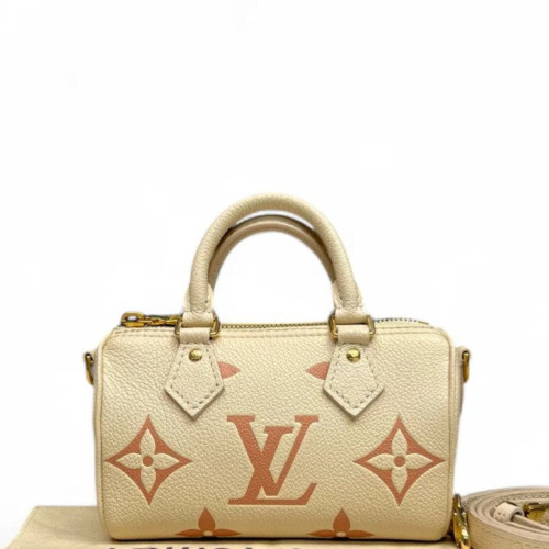 Louis Vuitton Nano Speedy Bandouliere Monogram Empreinte Giant Beige Clair