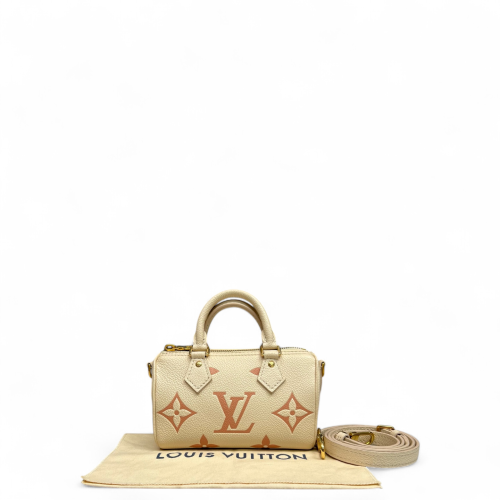Louis Vuitton Nano Speedy Bandouliere Monogram Empreinte Giant Beige Clair