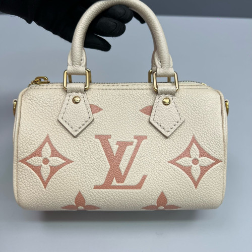 Louis Vuitton Nano Speedy Bandouliere Monogram Empreinte Giant Beige Clair