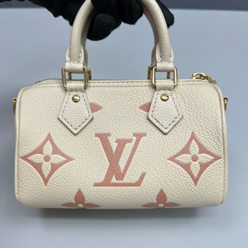 Louis Vuitton Nano Speedy Bandouliere Monogram Empreinte Giant Beige Clair