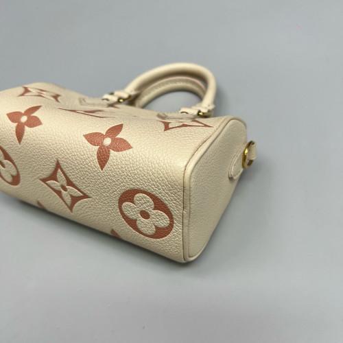 Louis Vuitton Nano Speedy Bandouliere Monogram Empreinte Giant Beige Clair