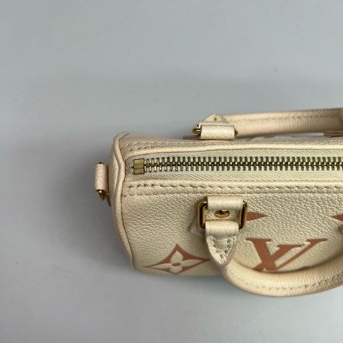 Louis Vuitton Nano Speedy Bandouliere Monogram Empreinte Giant Beige Clair