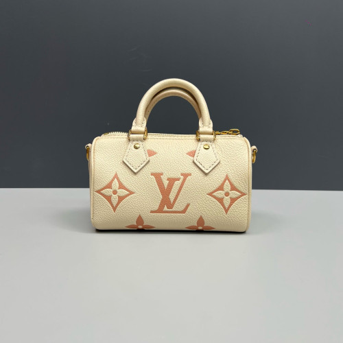 Louis Vuitton Nano Speedy Bandouliere Monogram Empreinte Giant Beige Clair