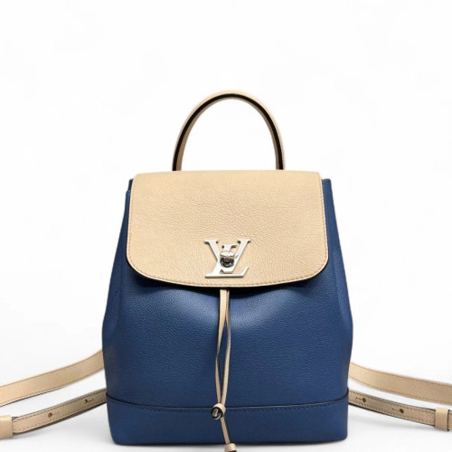 Louis Vuitton Lockme Backpack PM Calfskin Blue Beige