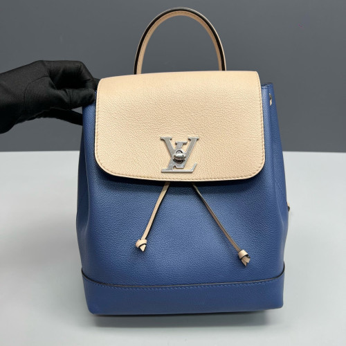 Louis Vuitton Lockme Backpack PM Calfskin Blue Beige